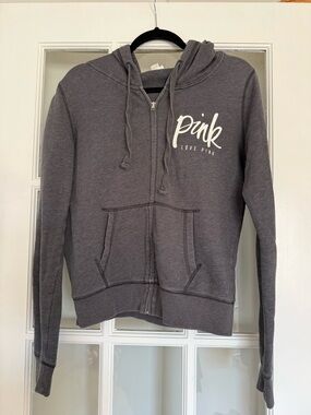 PINK Victoria's Secret Charcoal Gray Zip Hoodie